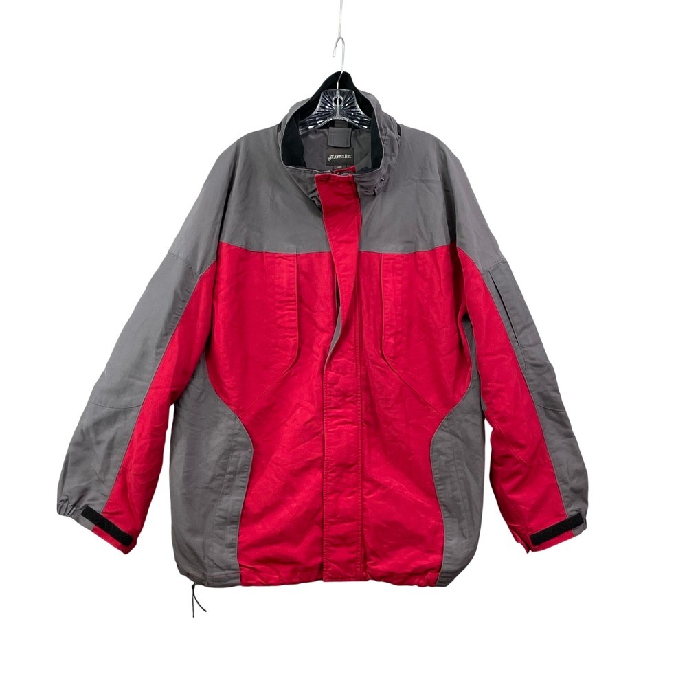 St.‎ John's Bay Jacket Men's Large Red Grey Colorblock Full Zip Nylon Outerwear